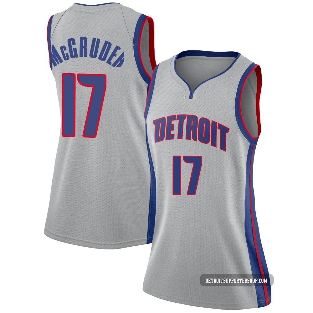 Rodney McGruder ＃17 Detroit Pistons Swingman Silver Jersey - Statement Edition - Women's